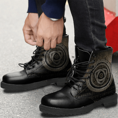 Boots Norse Jormungandr Ouroboros Viking Pagan Snake Serpent Knotwork Leather Boots