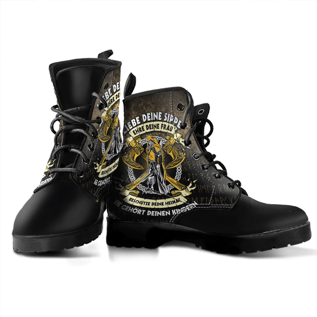 Boots Vikings' Love Your Clan' North Man Leather Boots