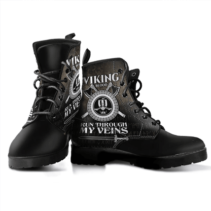 Boots Viking Blood Run Through My Veins Leather Boots