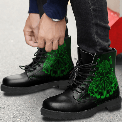 Boots Vikings Odin Valhalla Green Leather Boots