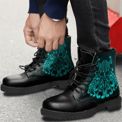 Boots Vikings Odin Valhalla Cyan Leather Boots