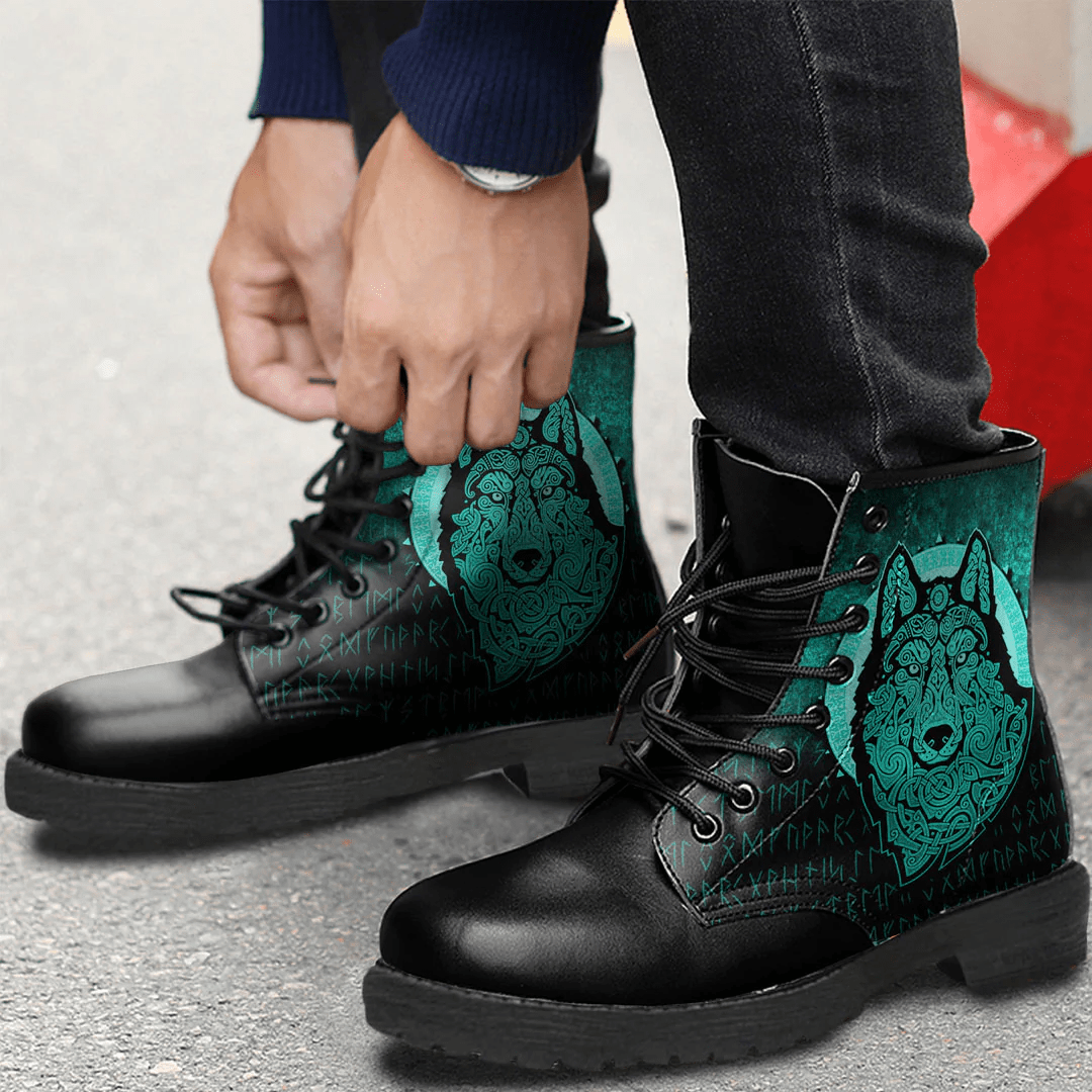 Boots Vikings Northern Wolf Cyan Leather Boots