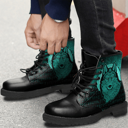 Boots Vikings Northern Wolf Cyan Leather Boots