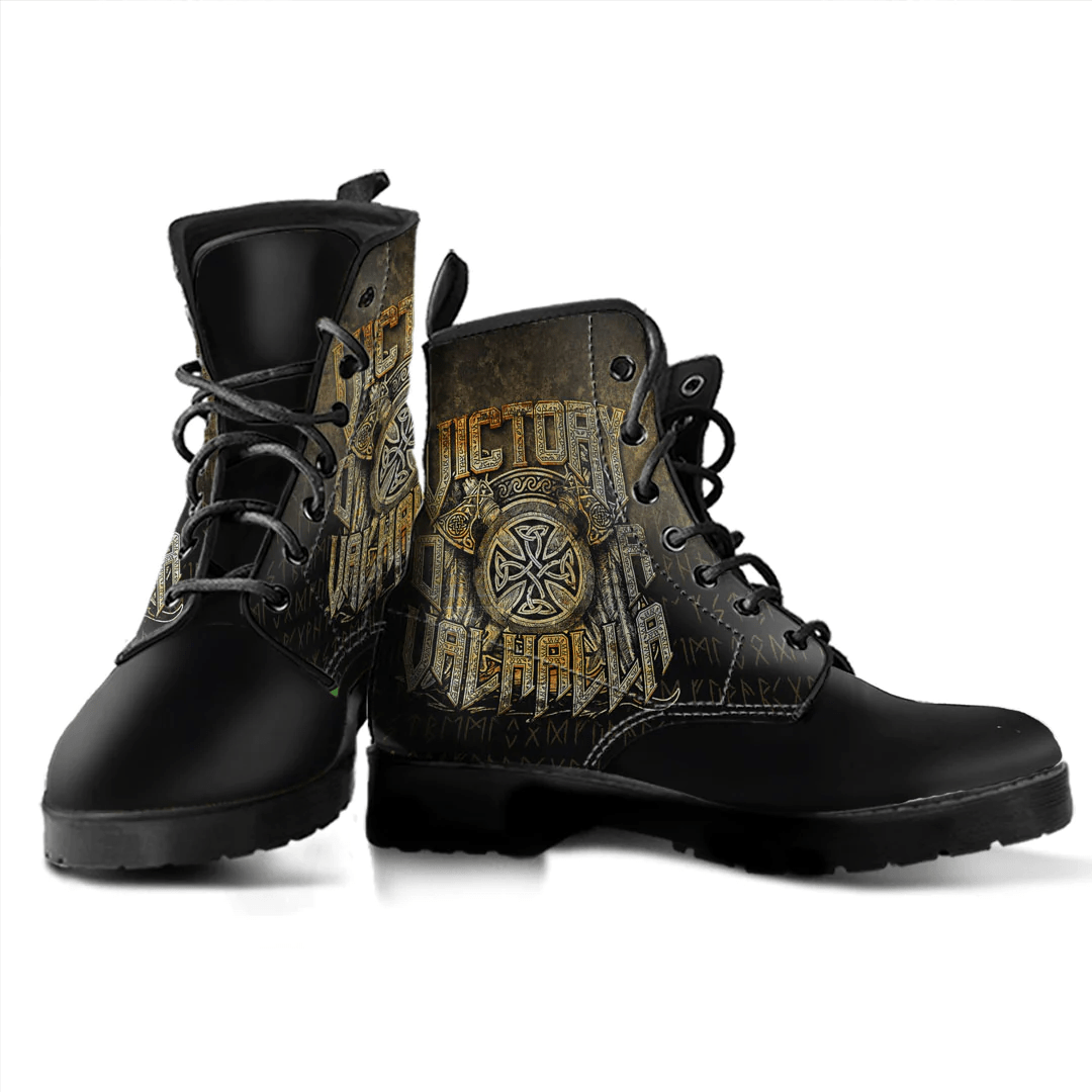 Boots Viking Victory Or Valhalla Axe Shield Leather Boots