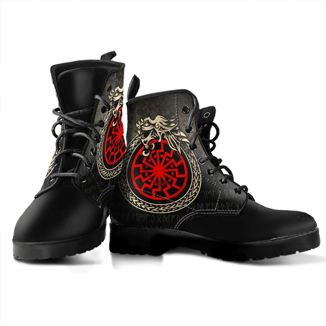 Boots Viking Jormungandr Symbol Midgard Serpent Child Of Loki Leather Boots
