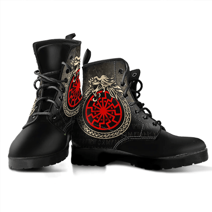 Boots Viking Jormungandr Symbol Midgard Serpent Child Of Loki Leather Boots