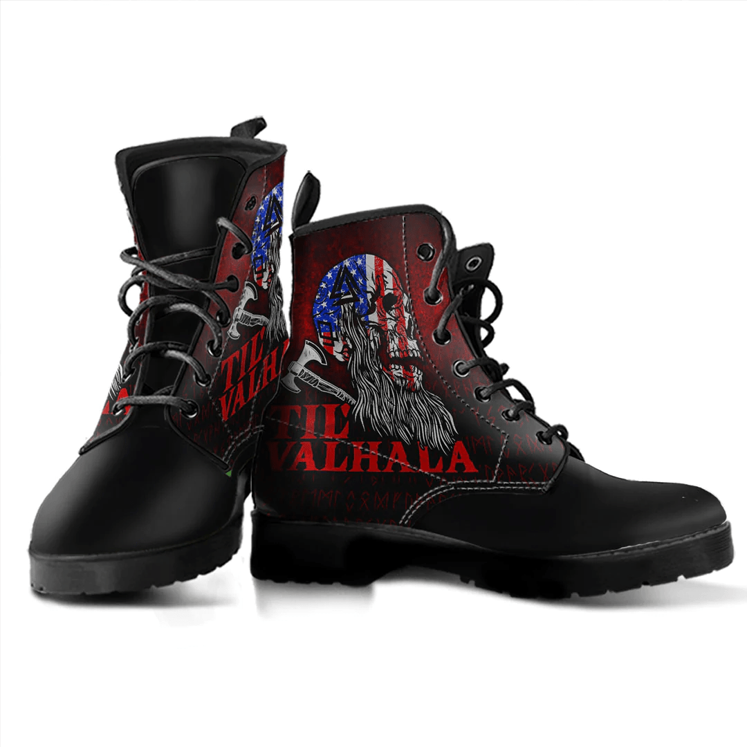 Boots Viking Us Flag' Til Valhalla Leather Boots