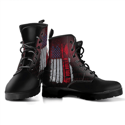 Boots Vikings Til Valhalla Patriotic Viking Us Flag Leather Boots