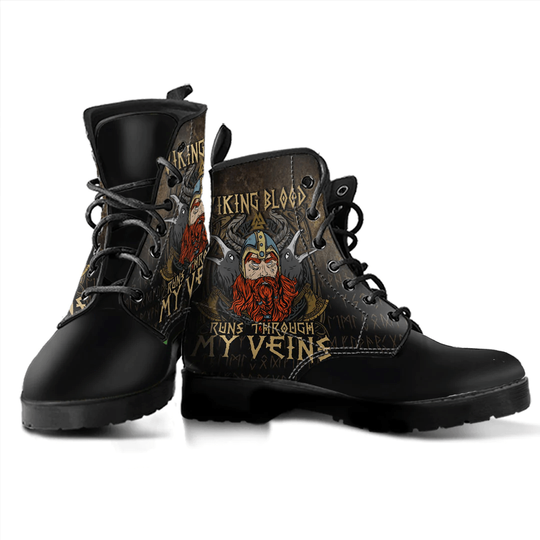 Boots Viking Blood Runs Through My Veins Leather Boots