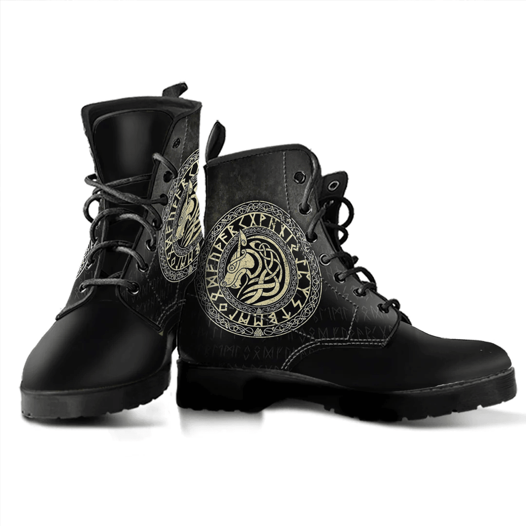 Boots Viking Wolf Gold Leather Boots
