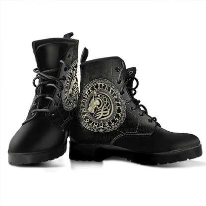 Boots Viking Wolf Gold Leather Boots