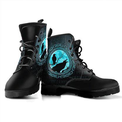 Boots Vikings Hugin Munin Odins Ravens Leather Boots