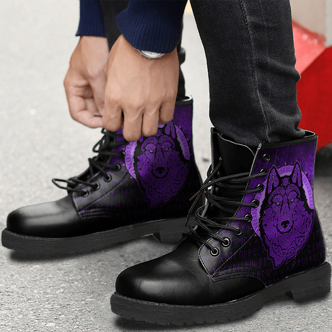 Boots Vikings Northern Wolf Purple Leather Boots