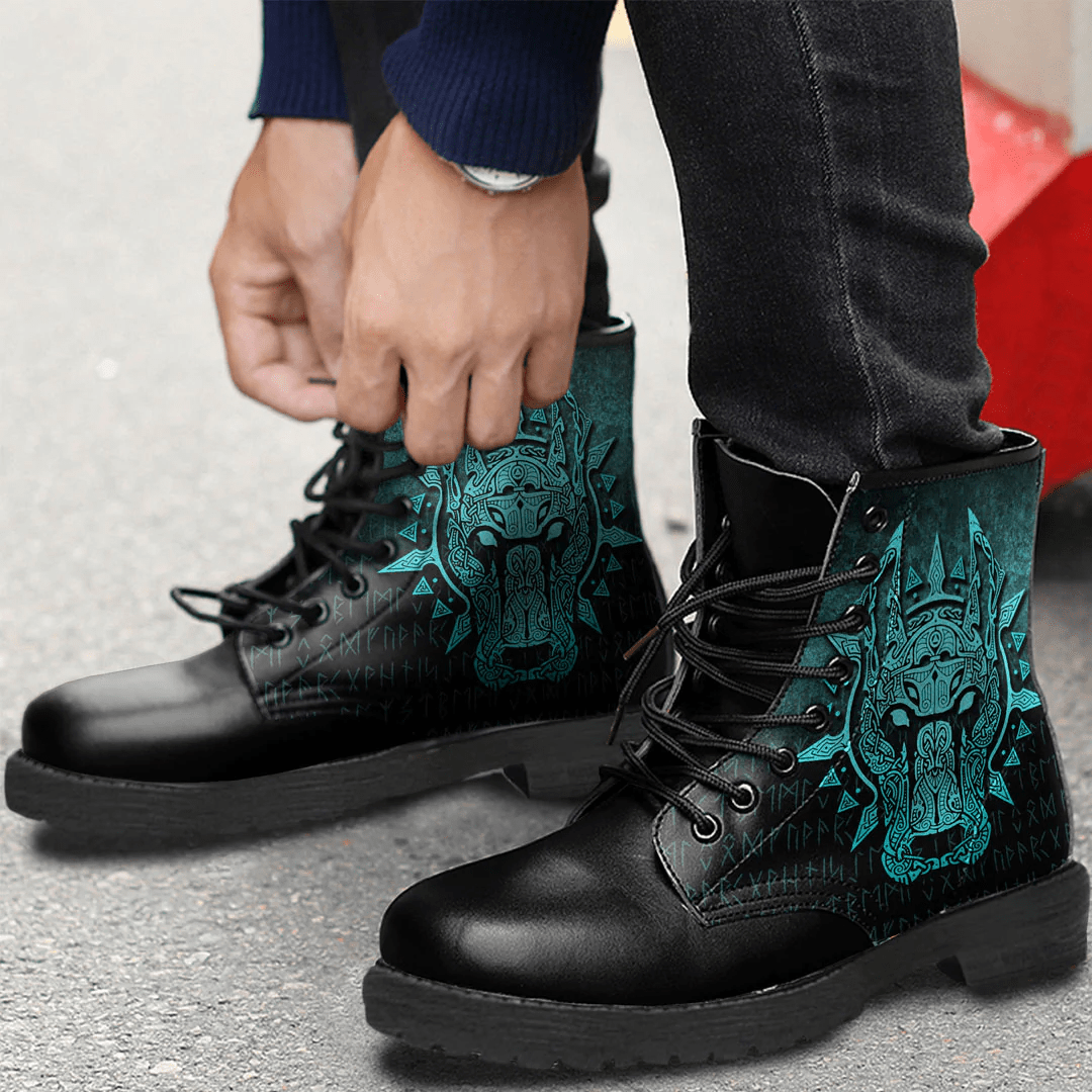 Boots Vikings Garm Hellhound Cyan Leather Boots