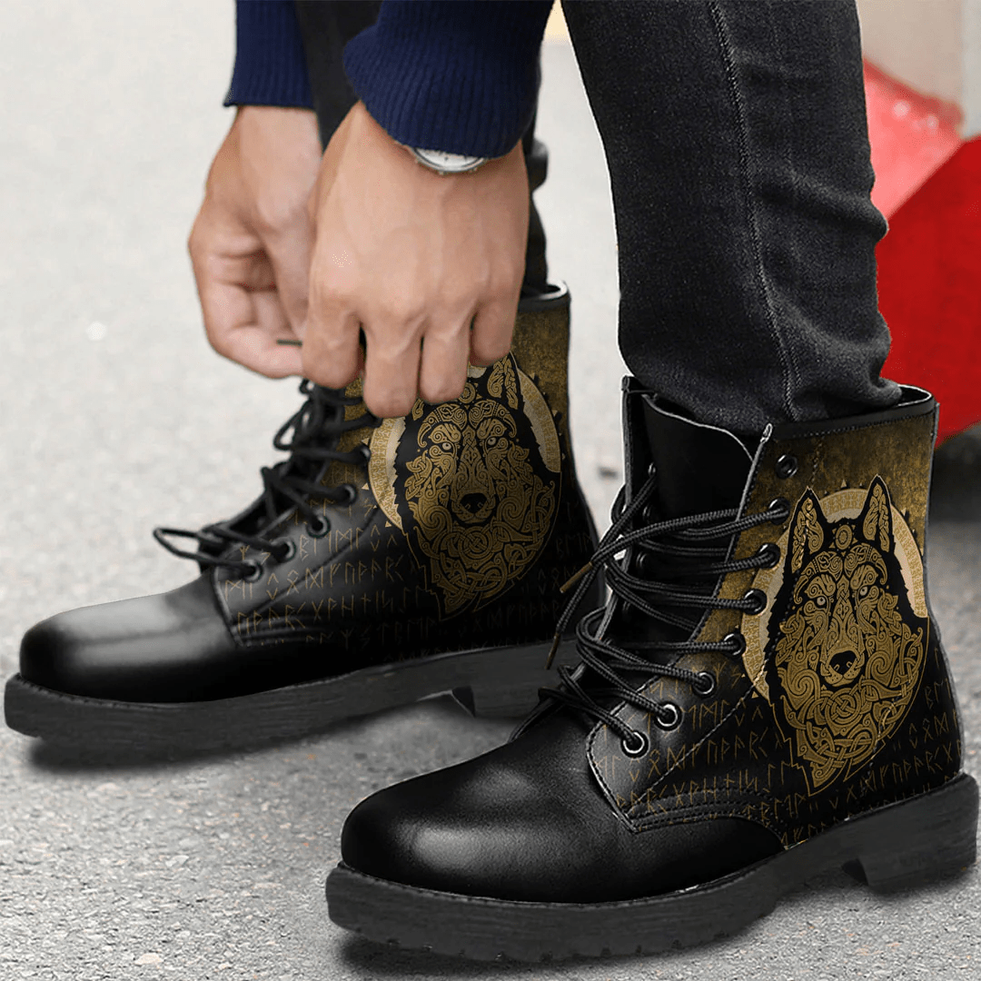 Boots Vikings Northern Wolf Gold Leather Boots