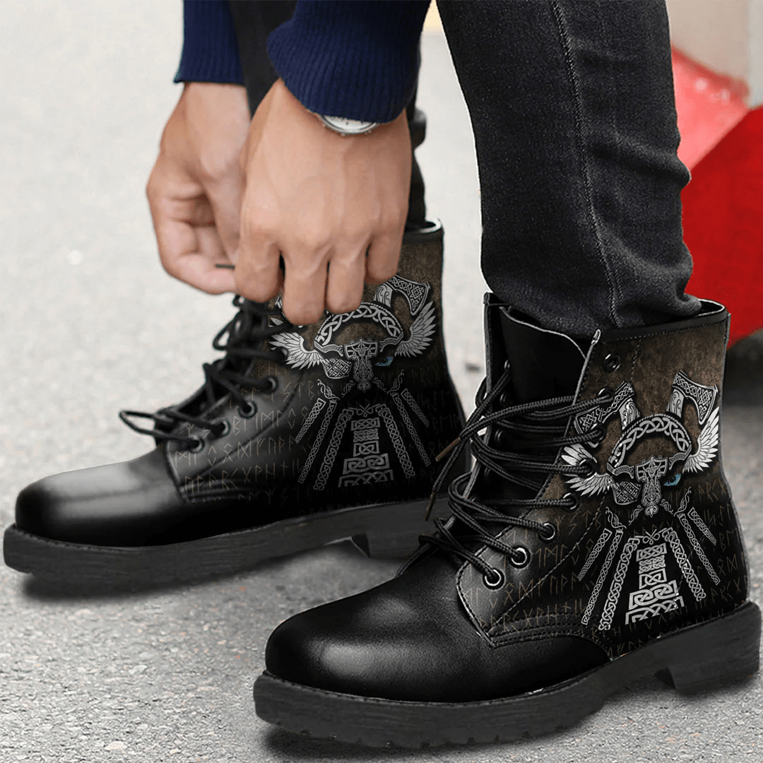 Boots Viking Head Leather Boots