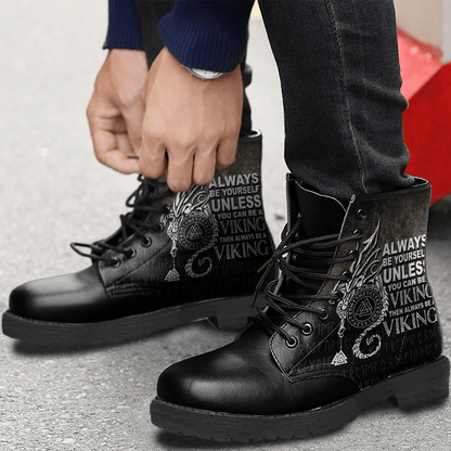 Boots Viking Saying Always Be Yourself Unless You Can Be A Viking Leather Boots