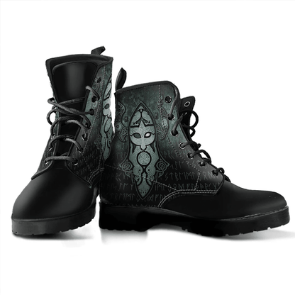Boots Vikings Odin God Mask Leather Boots