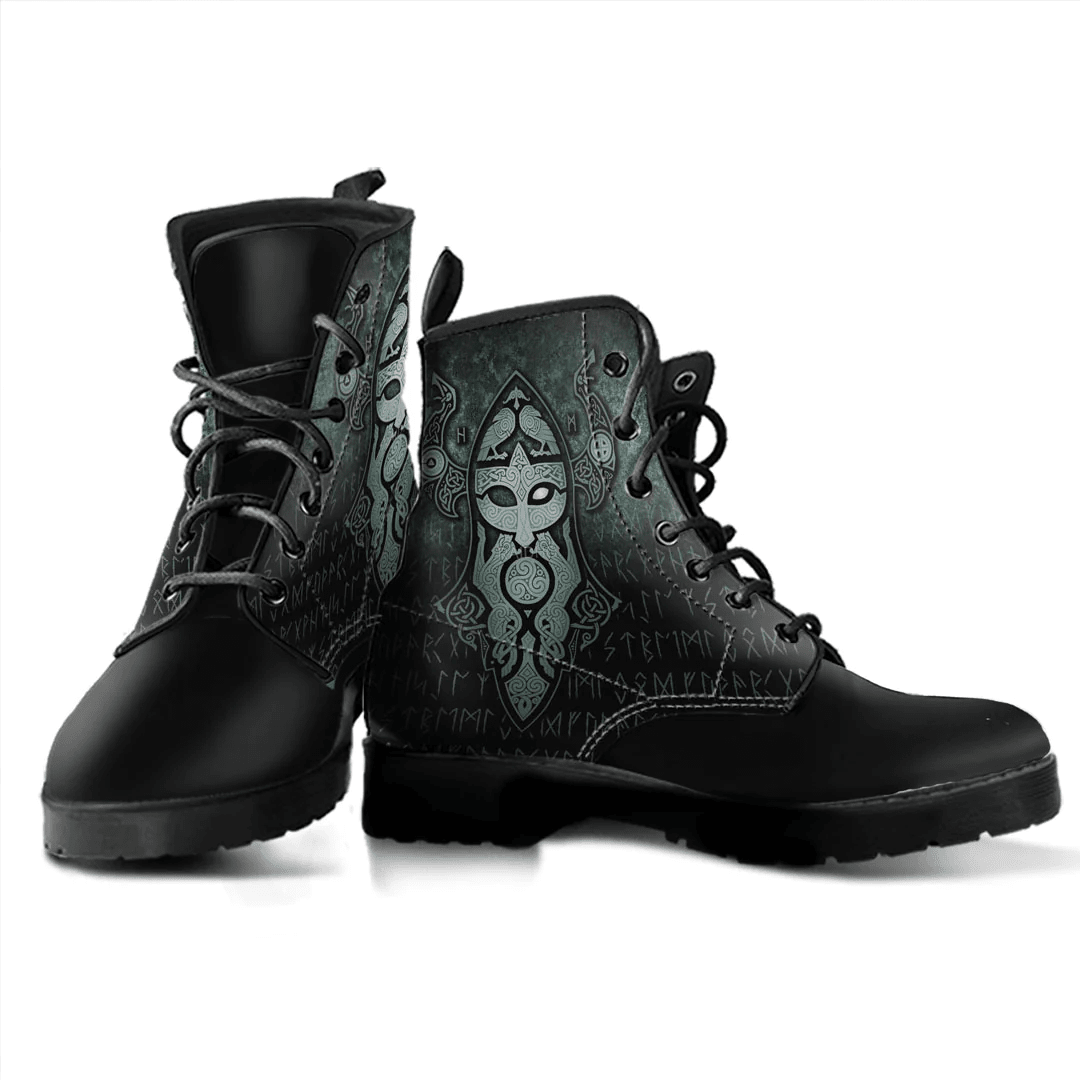 Boots Vikings Odin God Mask Leather Boots