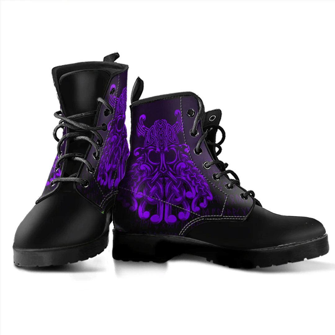 Boots Vikings Odin Valhalla Purple Leather Boots