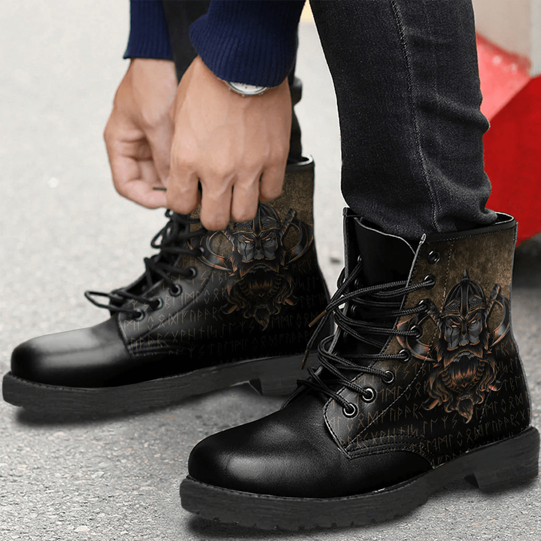 Boots Viking Warrior Axes Leather Boots