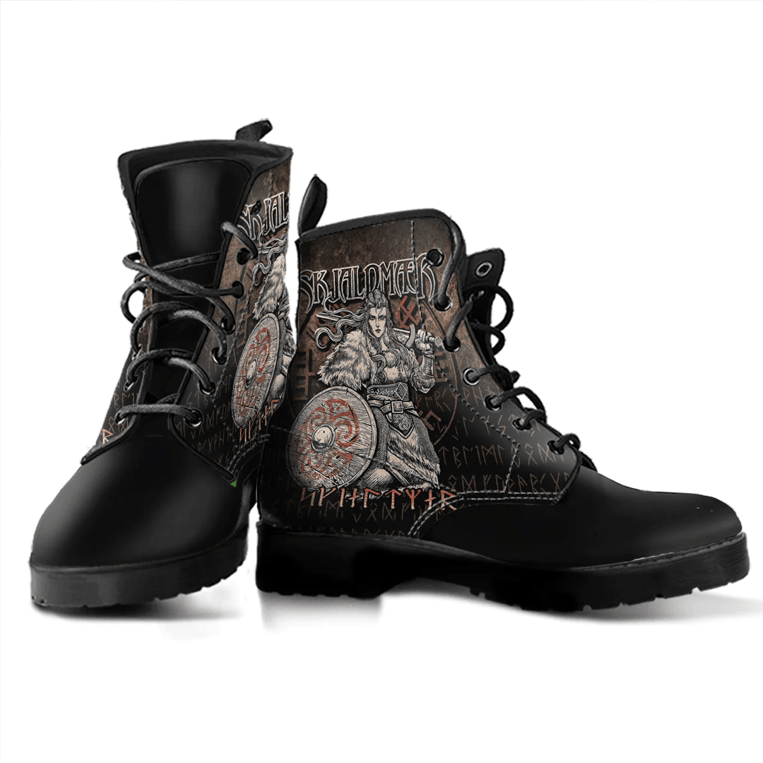 Boots Viking Warrior Vegvisir Skjaldmaer Shieldmaiden Leather Boots