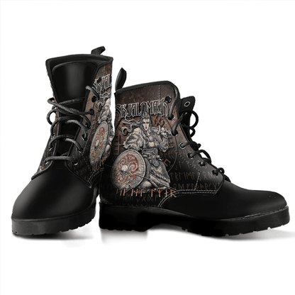 Boots Viking Warrior Vegvisir Skjaldmaer Shieldmaiden Leather Boots