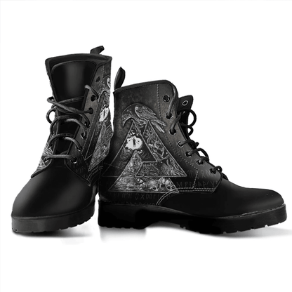 Boots Valknut Raven Viking Leather Boots