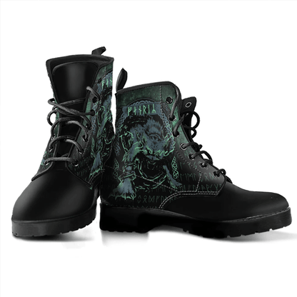 Boots Viking Fenrir Wolf Norse Green Leather Boots