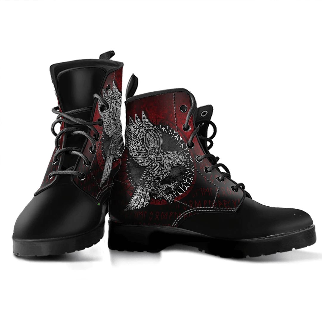Boots Viking Raven Hugin Munin Leather Boots
