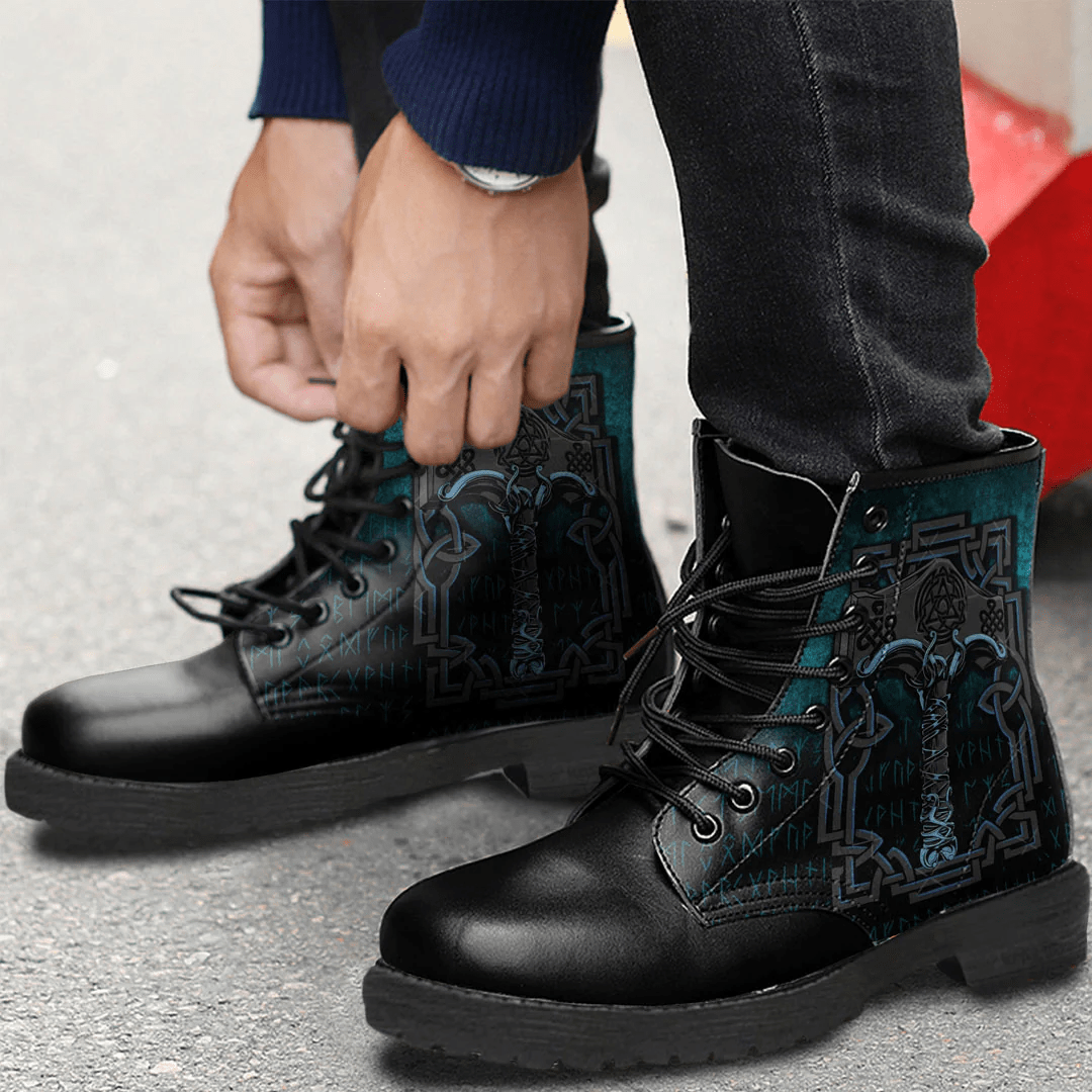 Boots Viking Age God Of Thunder Hammer Leather Boots