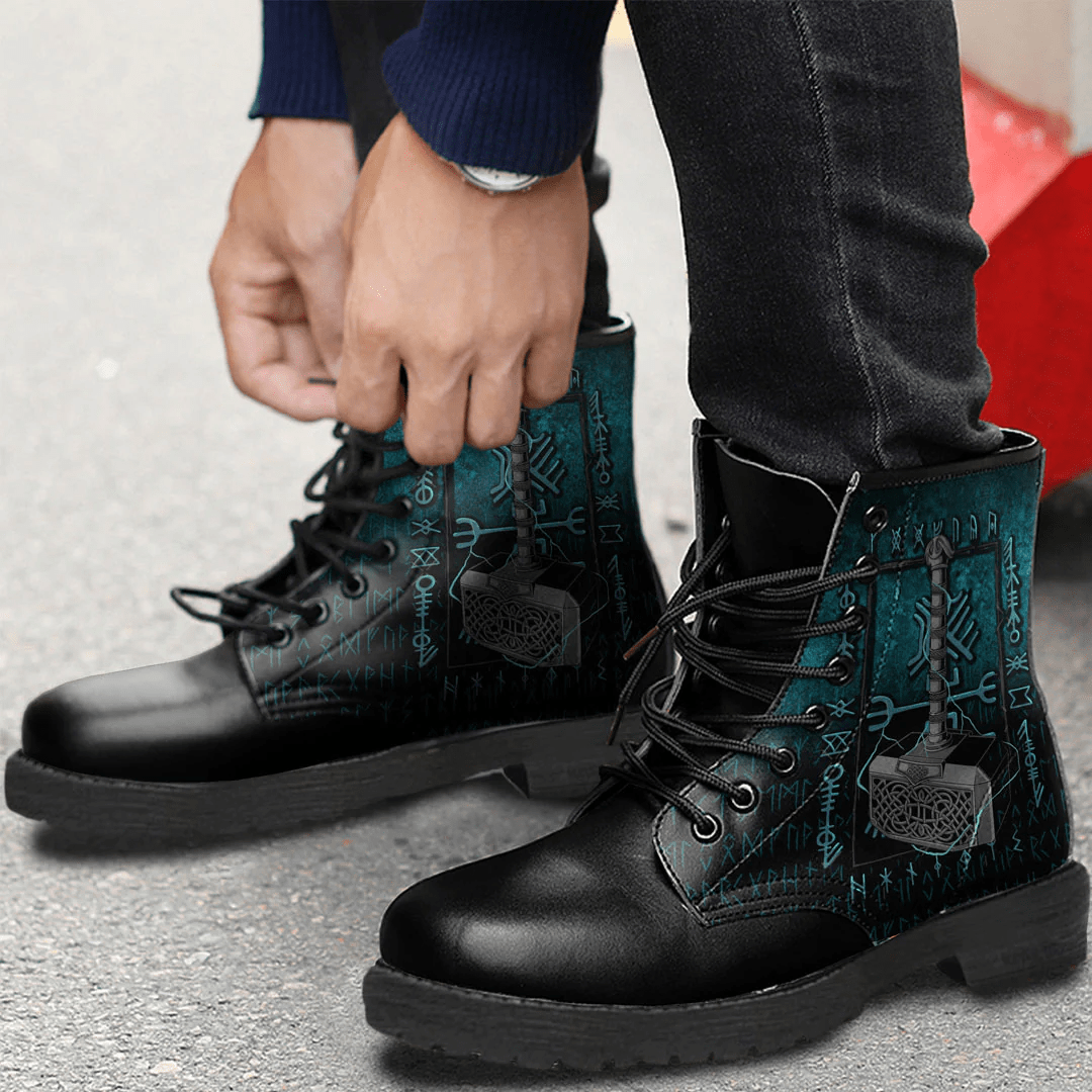 Boots Viking Age Thor Hammer Leather Boots