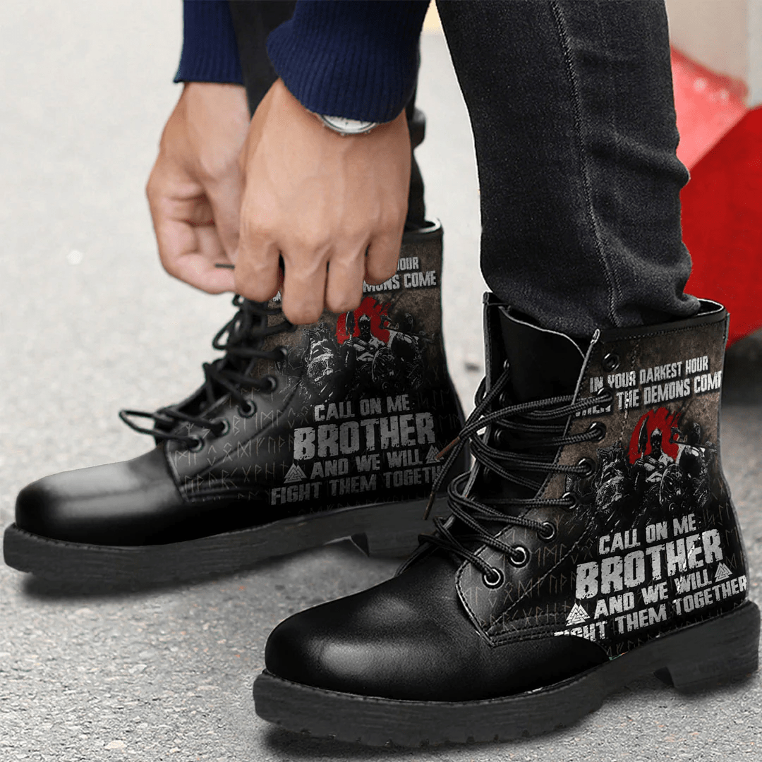 Boots Viking Warrior In Your Darkest Hour Leather Boots