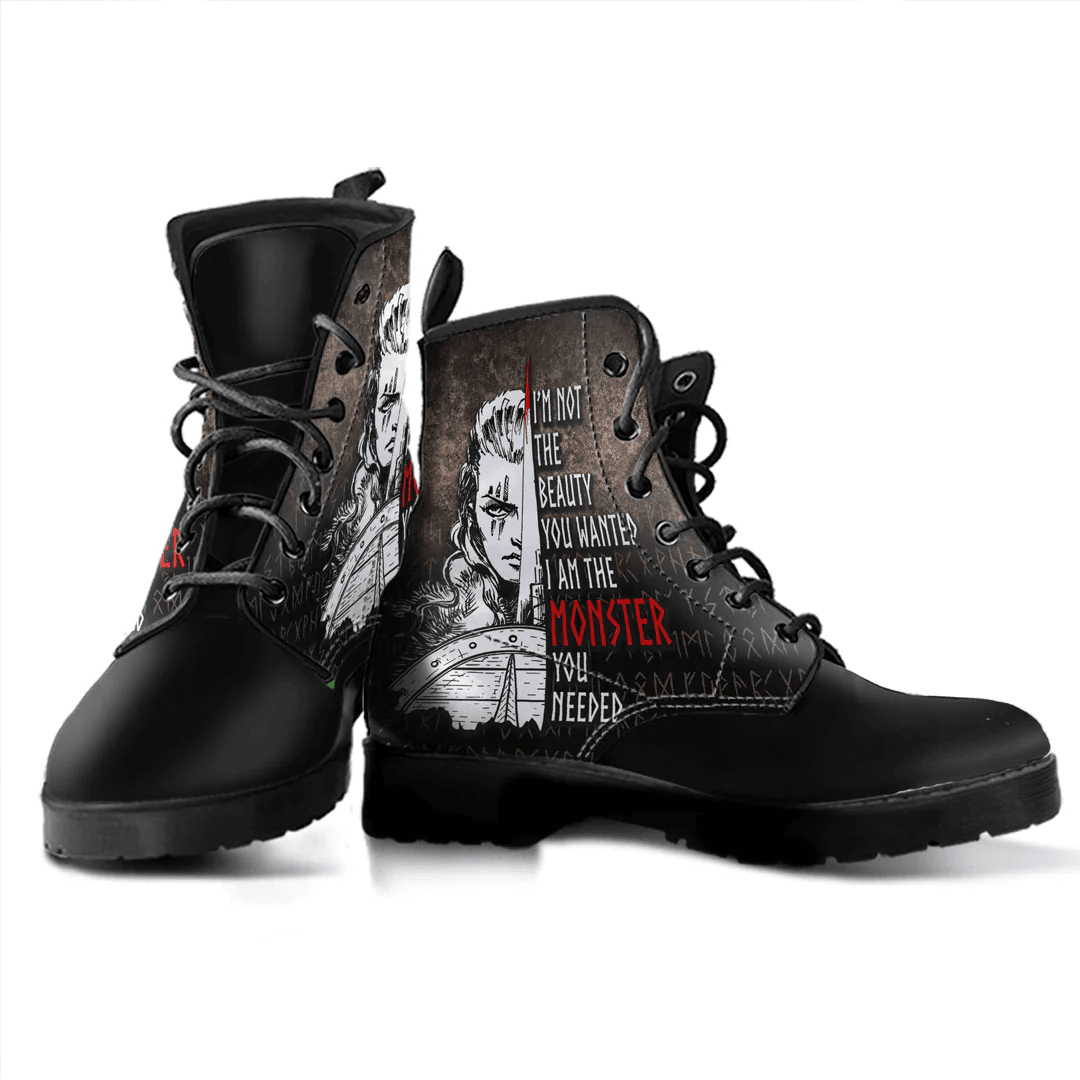Boots Viking Shield Maiden Valkyrie I Am The Monster You Needed Leather Boots