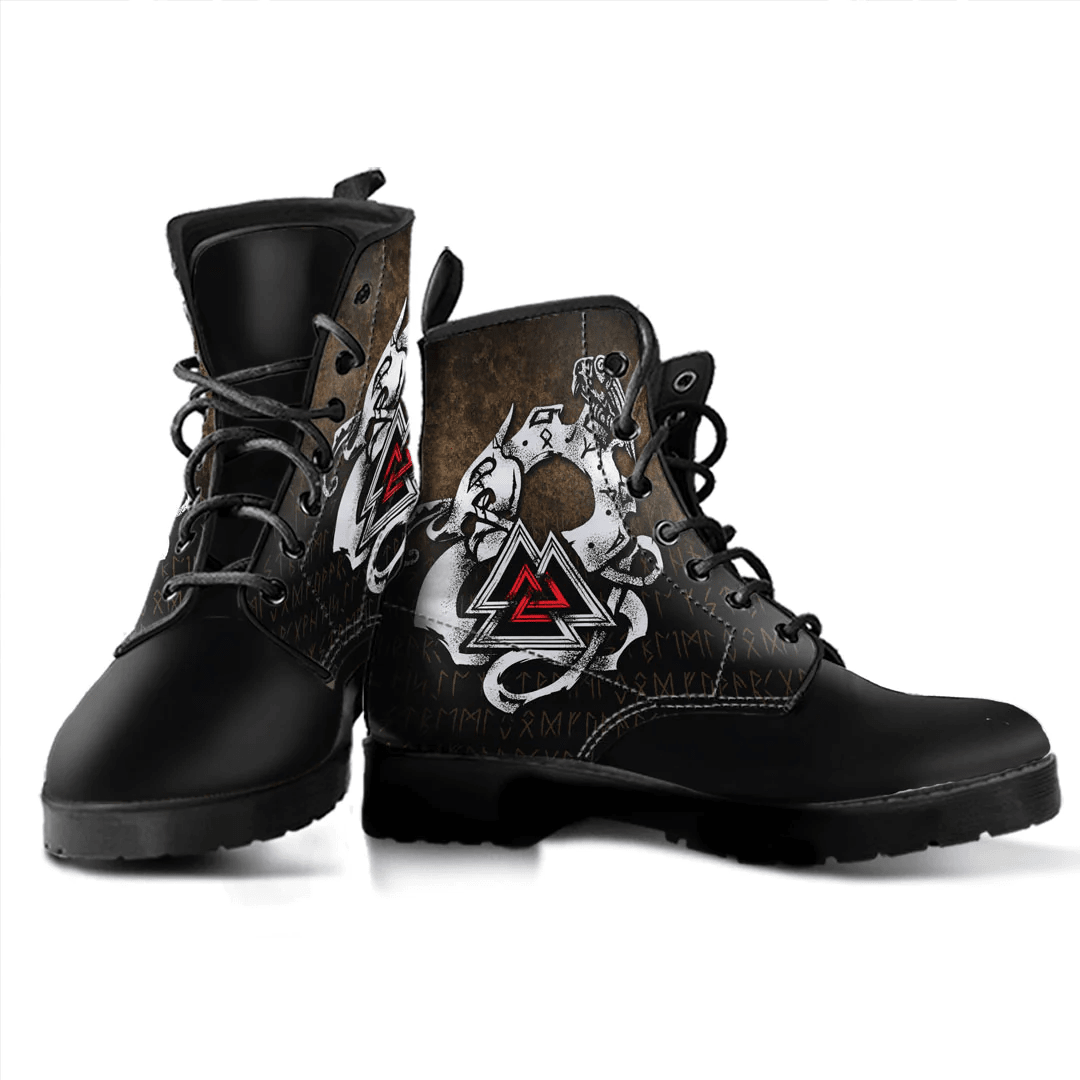 Boots Viking Jormungandr Raven Midgard Serpent Child Of Loki Leather Boots