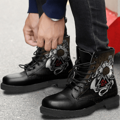 Boots Viking Jormungandr Raven Midgard Serpent Child Of Loki Leather Boots