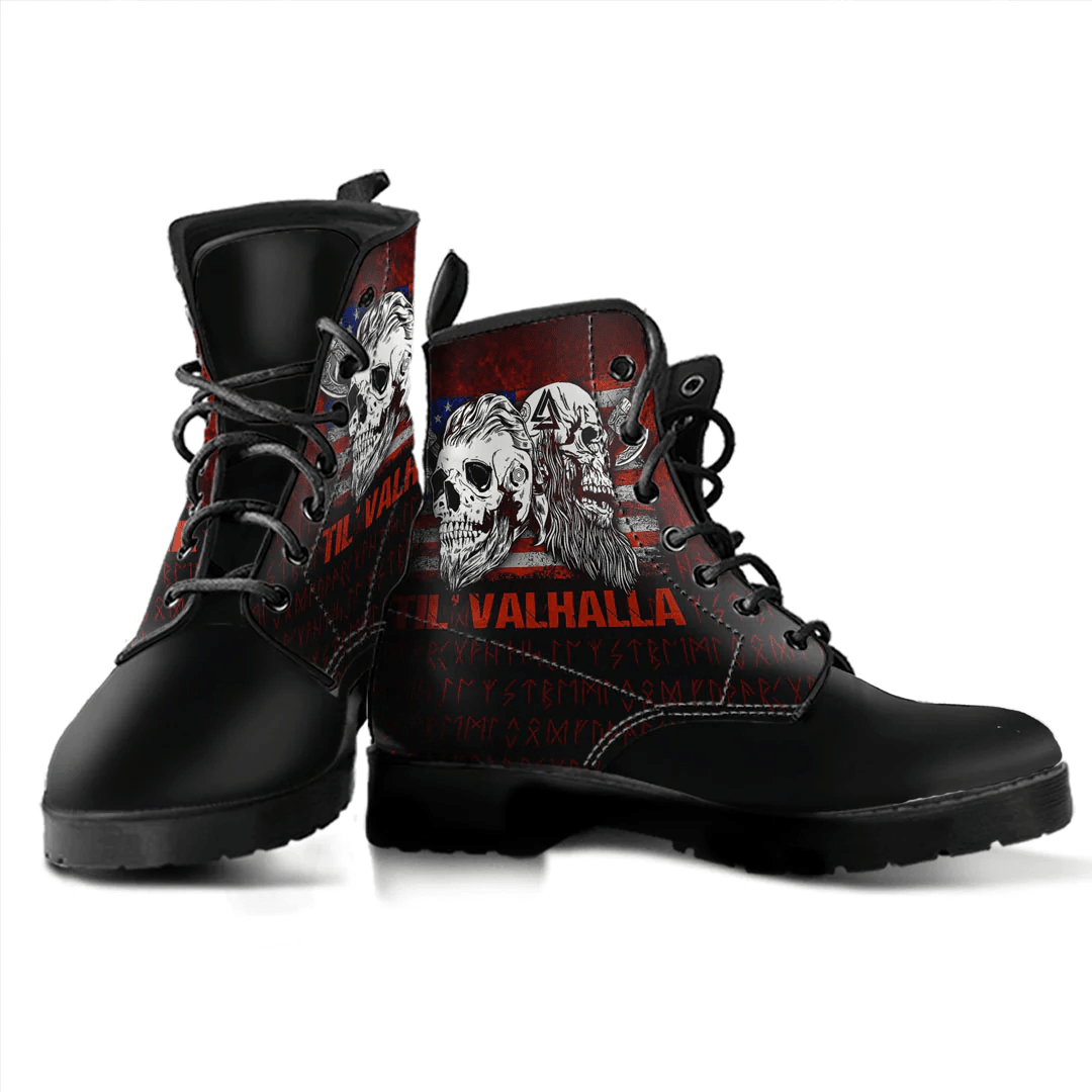 Boots Viking Us Flag' Til Valhalla Leather Boots