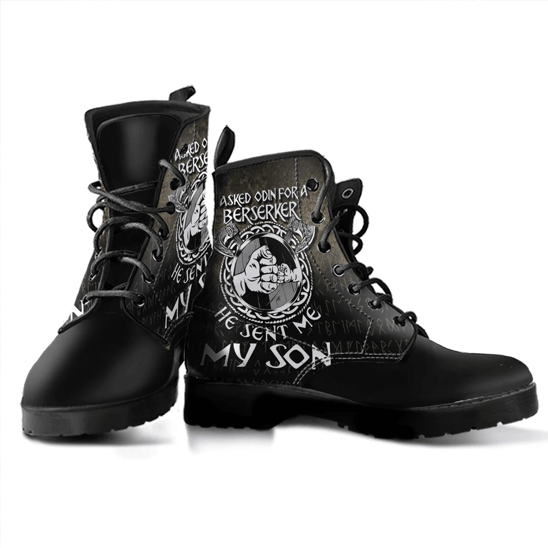 Boots Viking Dad I Asked Odin For A Berserker He Sent Me My Son Leather Boots
