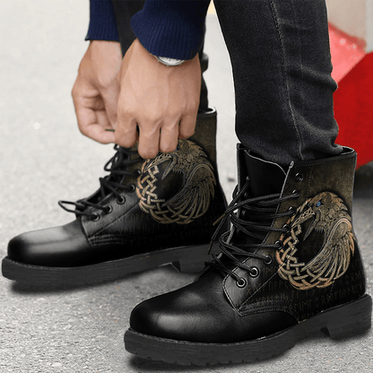 Boots Viking Raven Gold Leather Boots