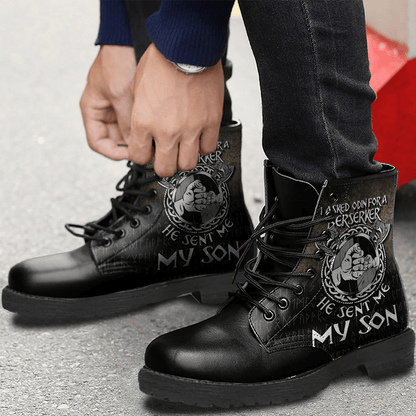 Boots Viking Dad I Asked Odin For A Berserker He Sent Me My Son Leather Boots