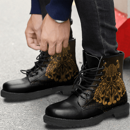 Boots Vikings Odin Valhalla Gold Leather Boots