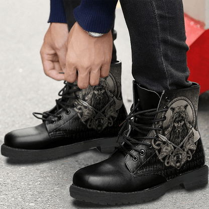 Boots Vikings Odin And Wolfs Leather Boots