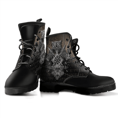 Boots Viking Wolf Raven Of Odin Geri Freki Leather Boots