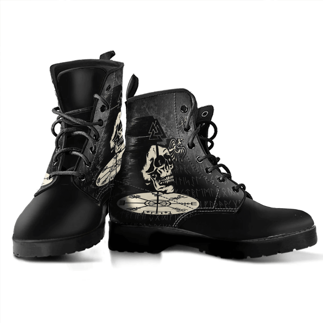 Boots Valhalla Skull Ravens Leather Boots