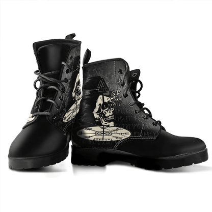 Boots Valhalla Skull Ravens Leather Boots