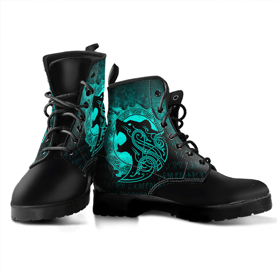Boots Viking Berserker Cyan Leather Boots