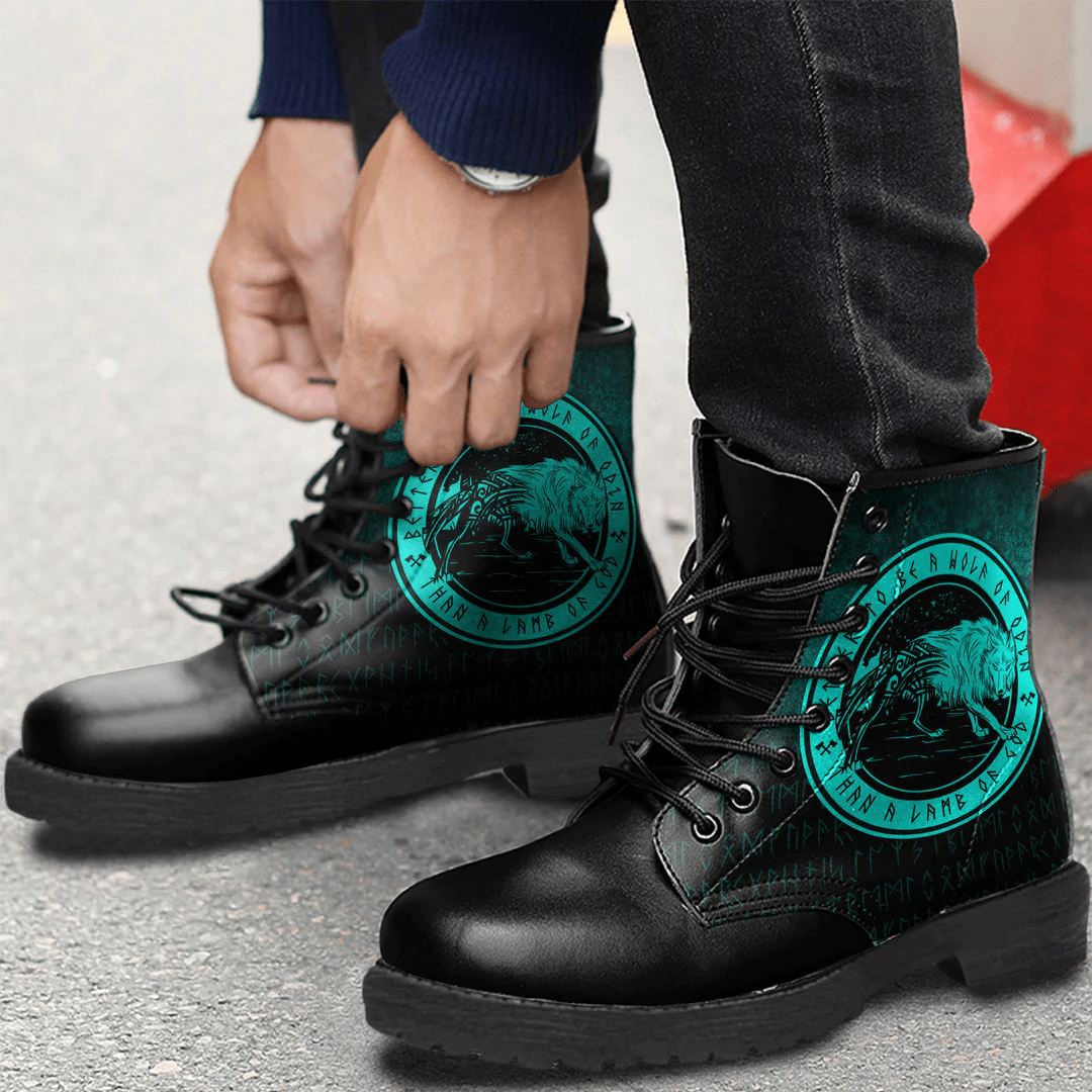 Boots Wolf Of Odin Cyan Leather Boots