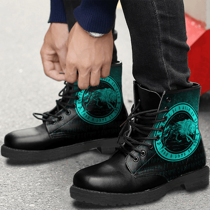 Boots Wolf Of Odin Cyan Leather Boots
