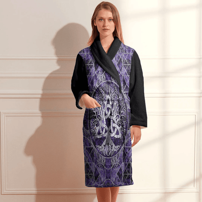 Bathrobe Tree Of Life With Triquetra Amethyst And Silver Bath Robe