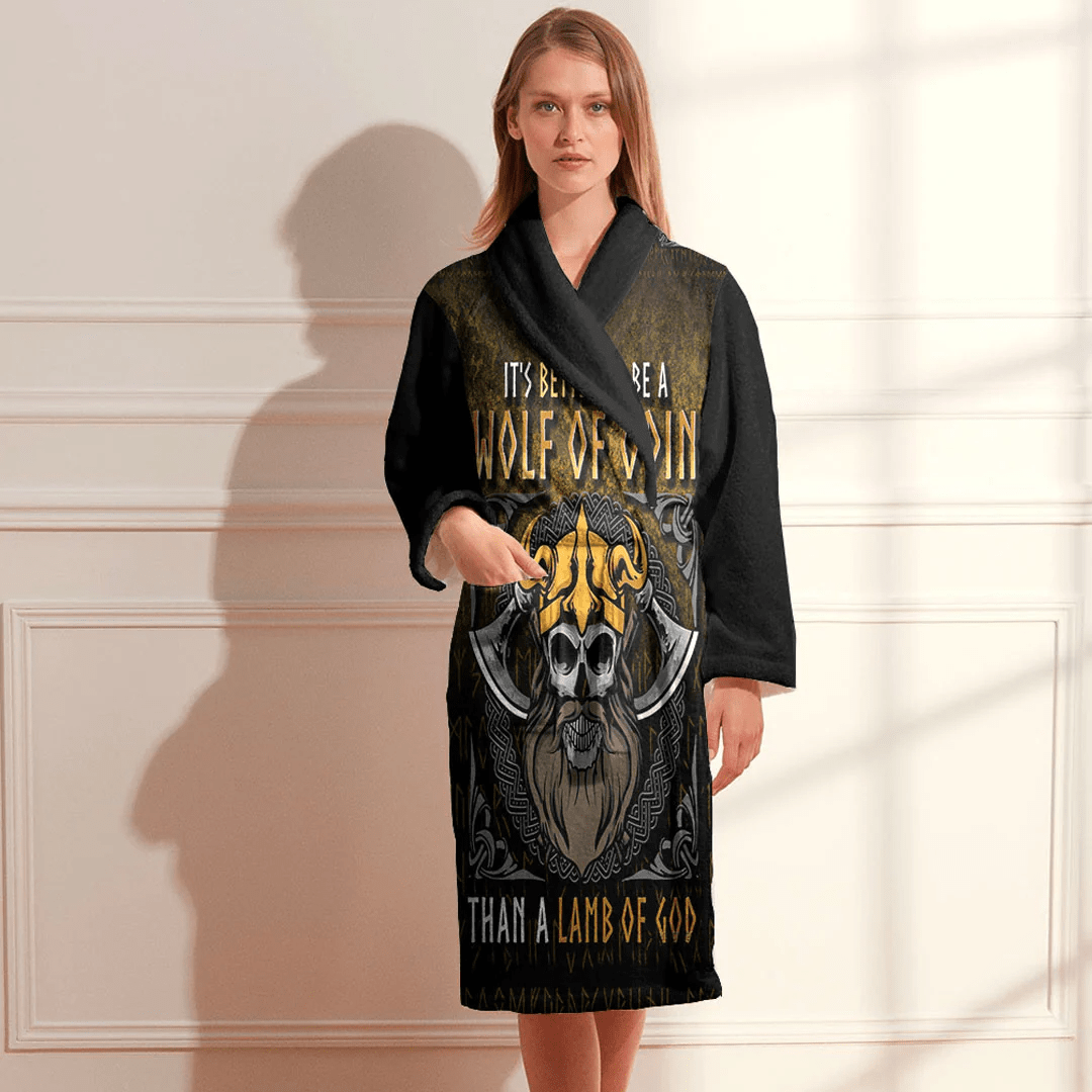 Bathrobe Better To Be A Wolf Of Odin Than A Lamb Of God Pun Bath Robe